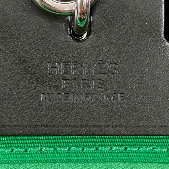 Authentic Pre-Owned Hermès Khaki Vache Hunter Bamboo Toile Herbag Zip Size 31 - Picture 11 of 16